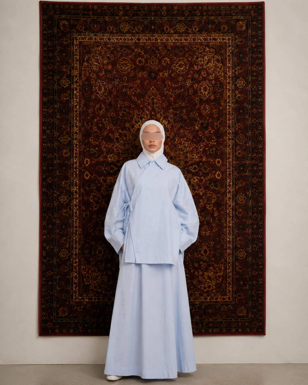 Asymmetrisch katoenen shirt met overslag