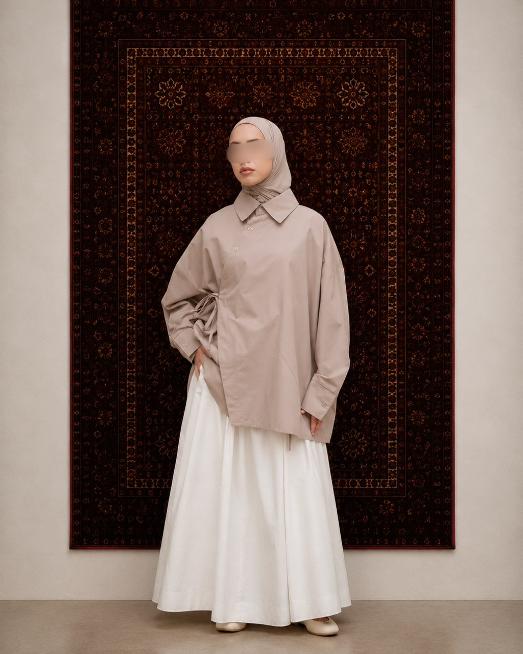 Asymmetrisch katoenen shirt met overslag