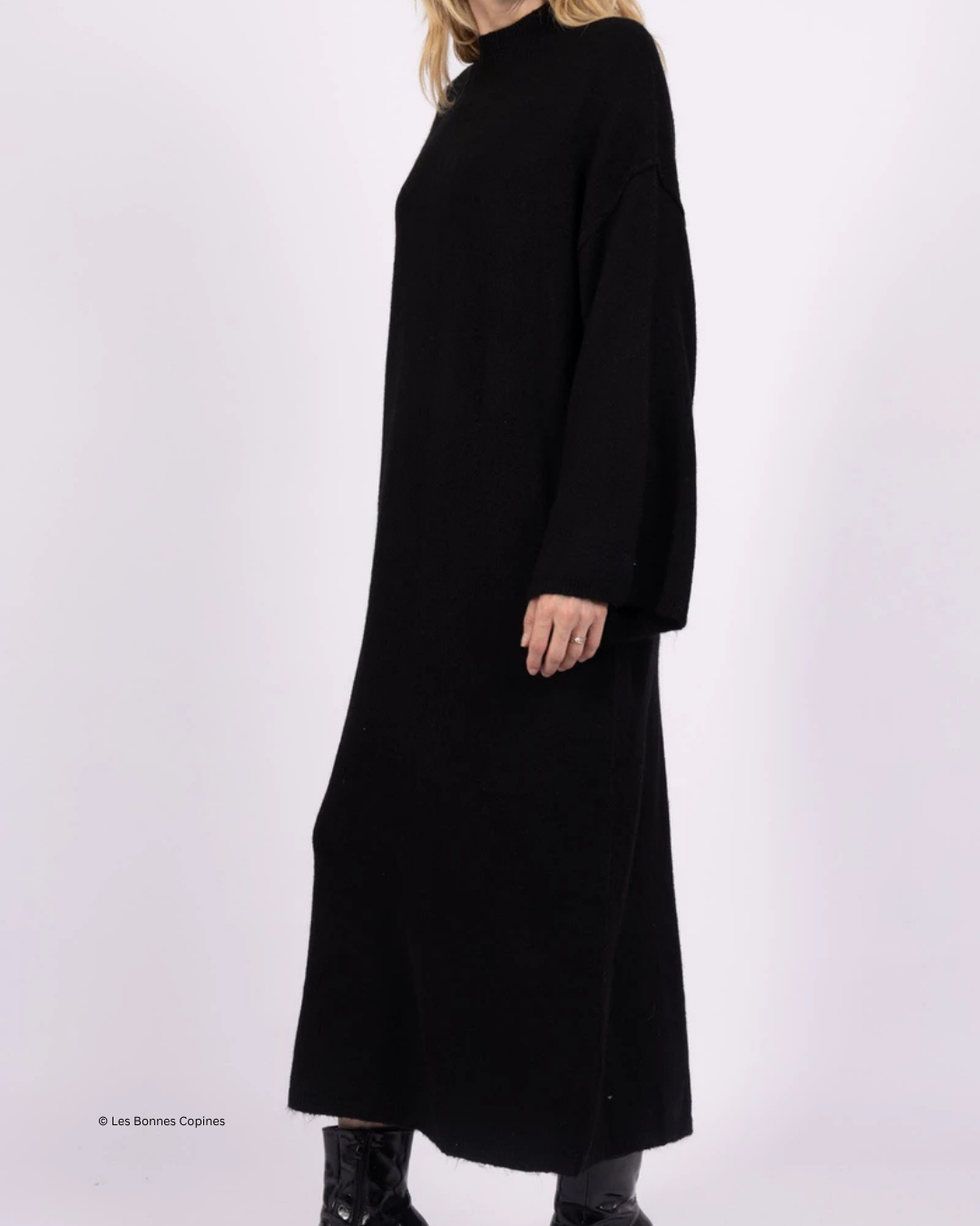 Gebreide Maxi Jurk met Hoge Kraag