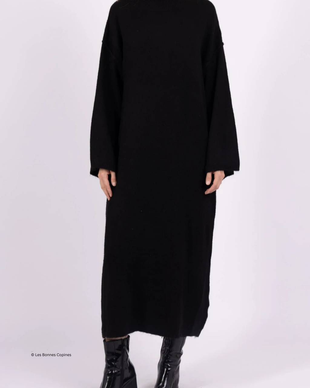 Gebreide Maxi Jurk met Hoge Kraag