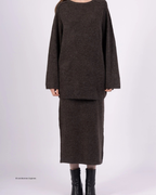 Geribde Knit Set – Oversized Trui & Lange Rok