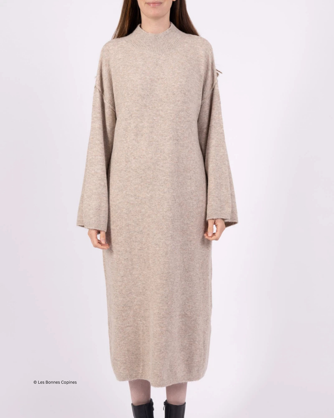 Gebreide Maxi Jurk met Hoge Kraag