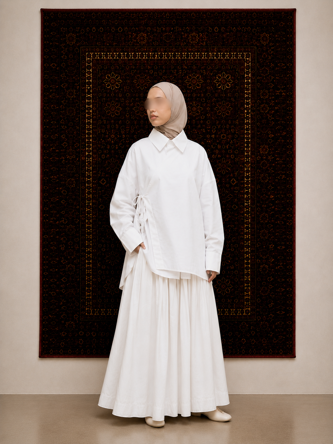 Asymmetrisch katoenen shirt met overslag