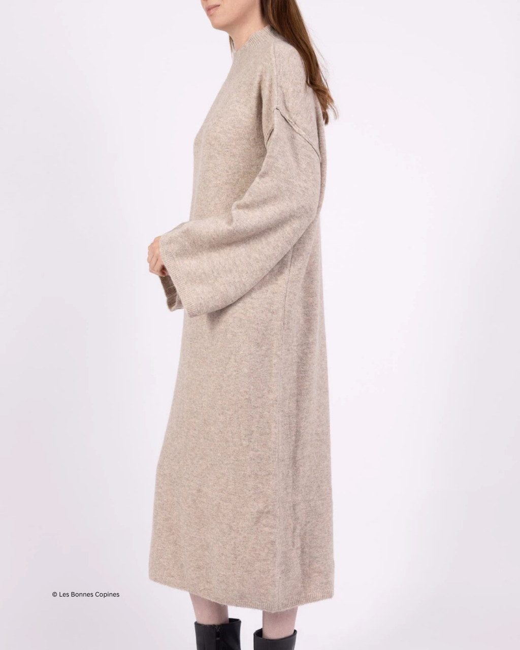 Gebreide Maxi Jurk met Hoge Kraag