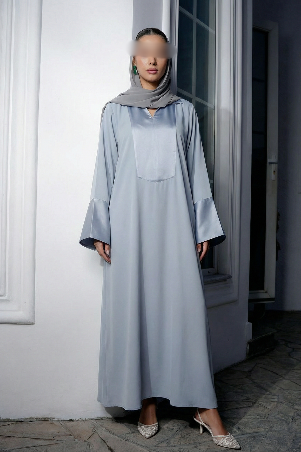 Minimalist Satin-Trim Abaya