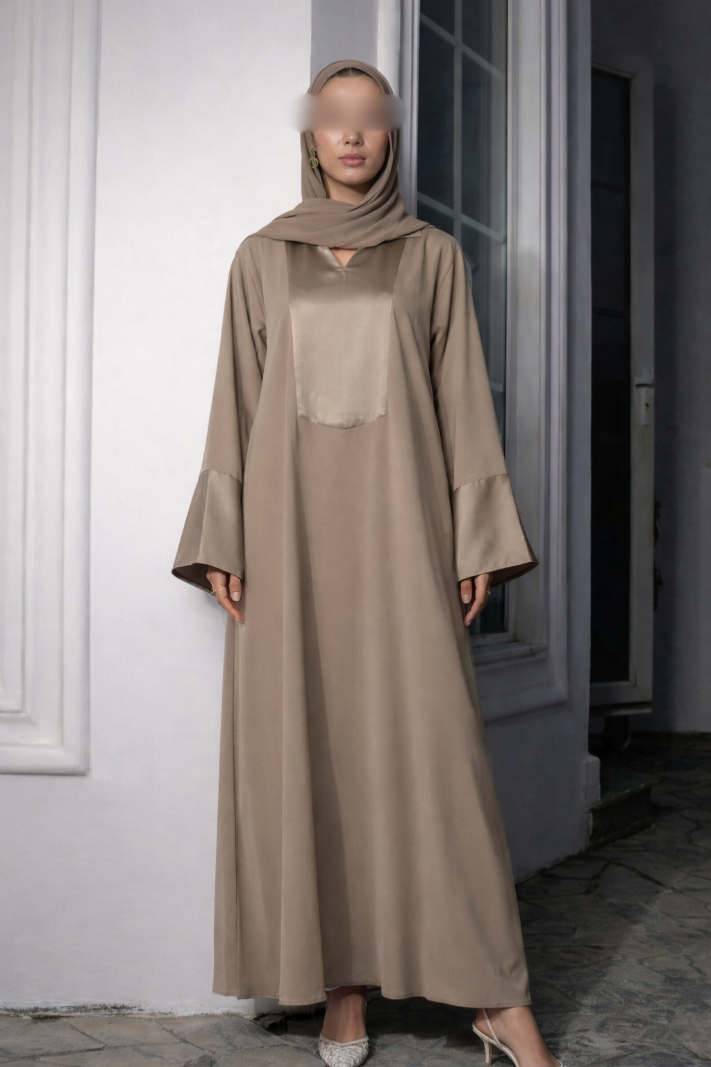 Minimalist Satin-Trim Abaya