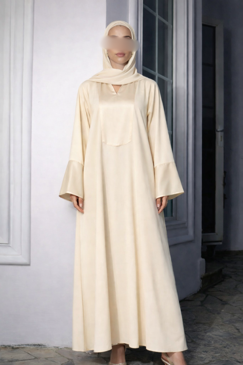 Minimalist Satin-Trim Abaya