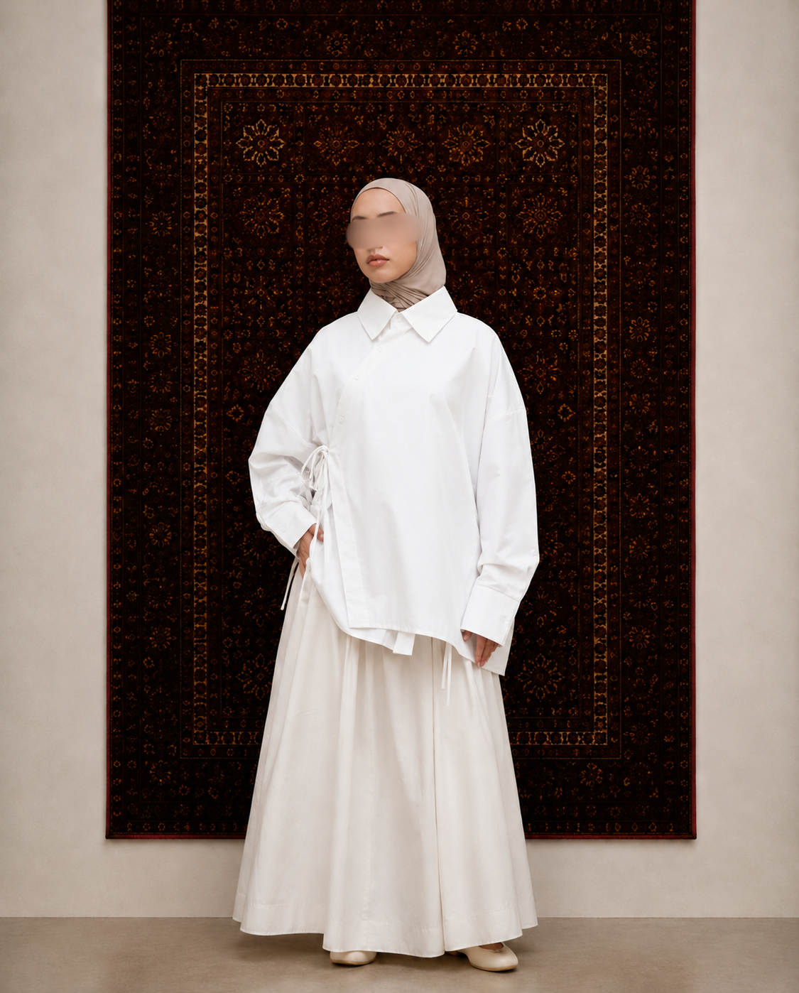 Asymmetrisch katoenen shirt met overslag